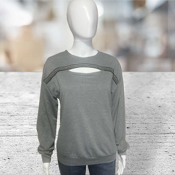 Come Blue Gray Front Cut Out Sweatshirt Size M - Picture 1 of 5